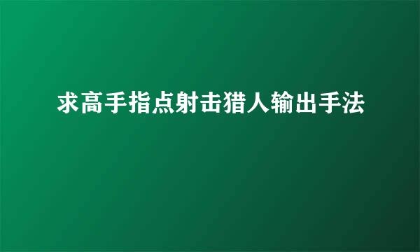 求高手指点射击猎人输出手法