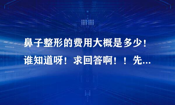 鼻子整形的费用大概是多少！谁知道呀！求回答啊！！先谢谢了！！！！