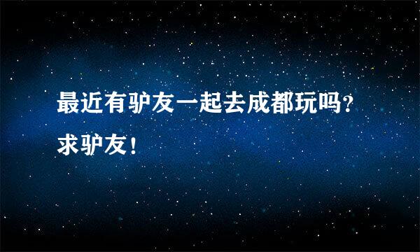 最近有驴友一起去成都玩吗？求驴友！