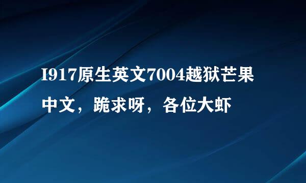 I917原生英文7004越狱芒果中文，跪求呀，各位大虾