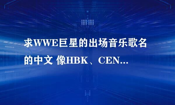 求WWE巨星的出场音乐歌名的中文 像HBK、CENA 、RKO、HHH、Y2J、ENGE、UT、大部分的超级巨星 谢谢