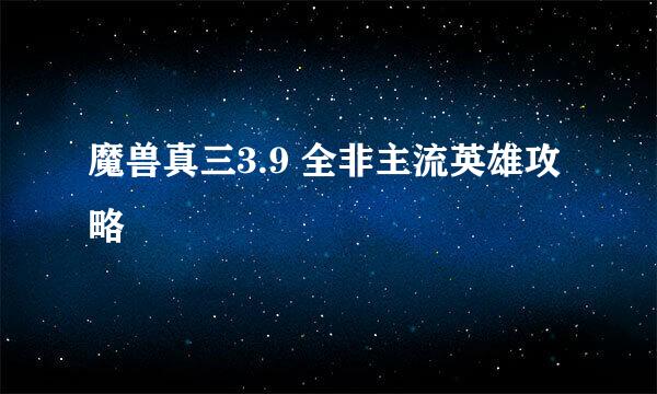 魔兽真三3.9 全非主流英雄攻略