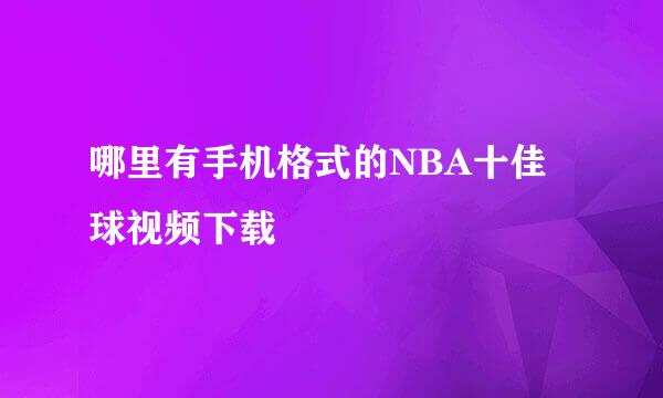 哪里有手机格式的NBA十佳球视频下载