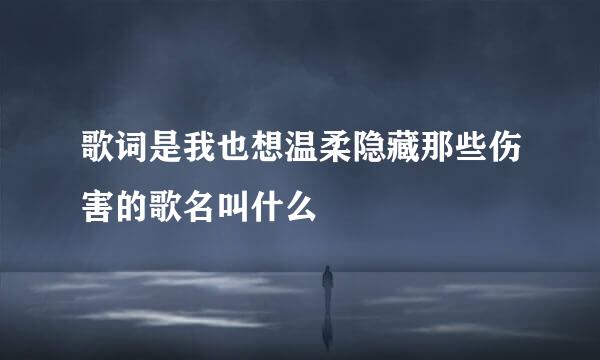 歌词是我也想温柔隐藏那些伤害的歌名叫什么