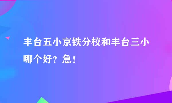 丰台五小京铁分校和丰台三小哪个好？急！