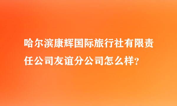 哈尔滨康辉国际旅行社有限责任公司友谊分公司怎么样？