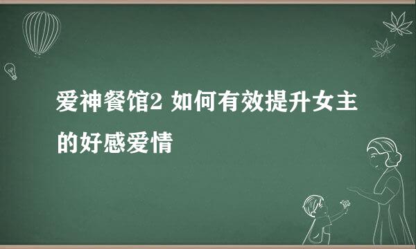 爱神餐馆2 如何有效提升女主的好感爱情