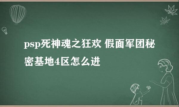 psp死神魂之狂欢 假面军团秘密基地4区怎么进