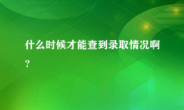 什么时候才能查到录取情况啊？