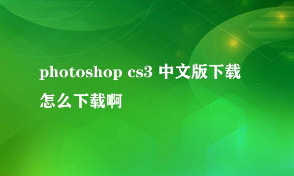 photoshop cs3 中文版下载 怎么下载啊