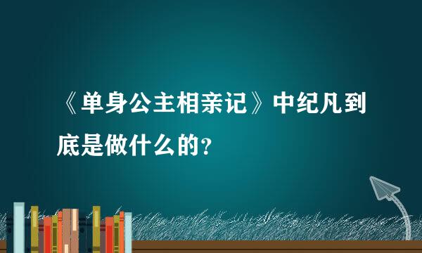 《单身公主相亲记》中纪凡到底是做什么的？