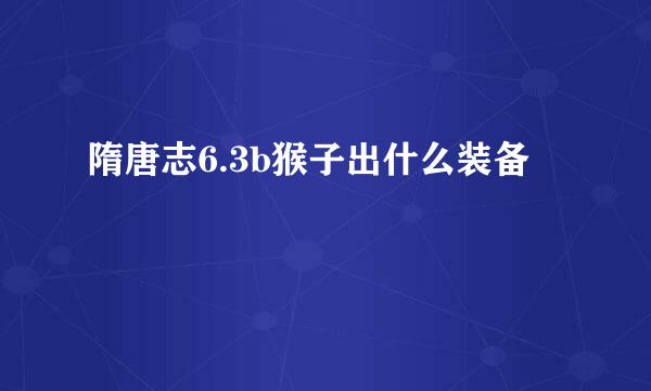 隋唐志6.3b猴子出什么装备