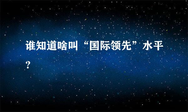 谁知道啥叫“国际领先”水平？