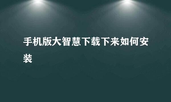 手机版大智慧下载下来如何安装