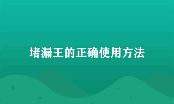 堵漏王的正确使用方法