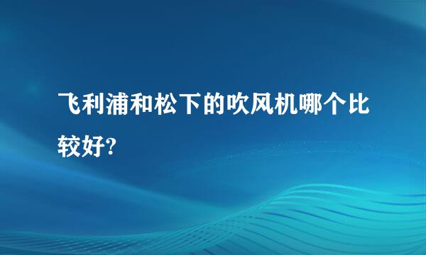 飞利浦和松下的吹风机哪个比较好?