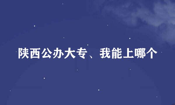 陕西公办大专、我能上哪个