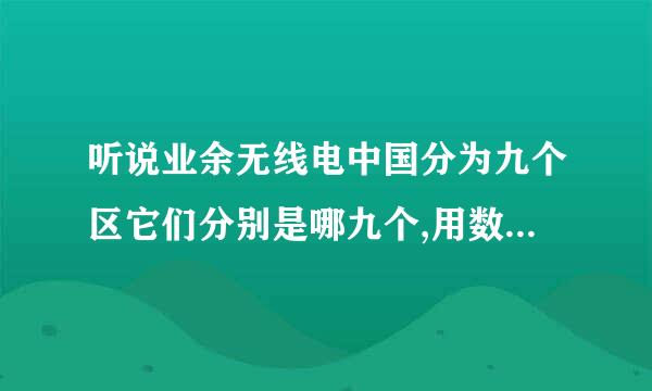 听说业余无线电中国分为九个区它们分别是哪九个,用数字怎么表示