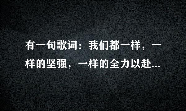 有一句歌词：我们都一样，一样的坚强，一样的全力以赴追逐我的梦想，什么歌里的阿，谁唱的