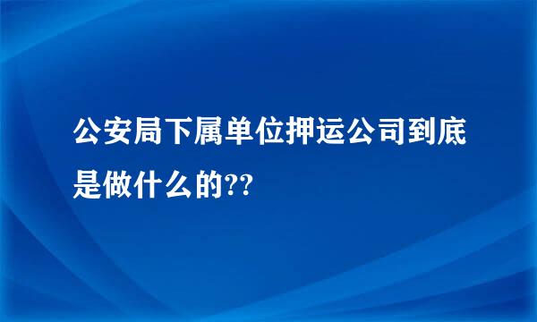 公安局下属单位押运公司到底是做什么的??