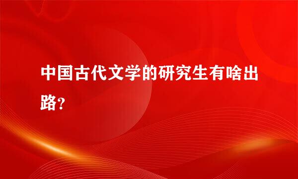 中国古代文学的研究生有啥出路？