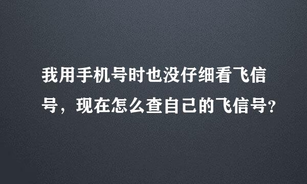 我用手机号时也没仔细看飞信号，现在怎么查自己的飞信号？