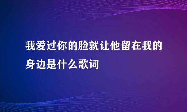 我爱过你的脸就让他留在我的身边是什么歌词