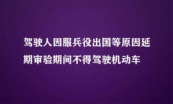 驾驶人因服兵役出国等原因延期审验期间不得驾驶机动车