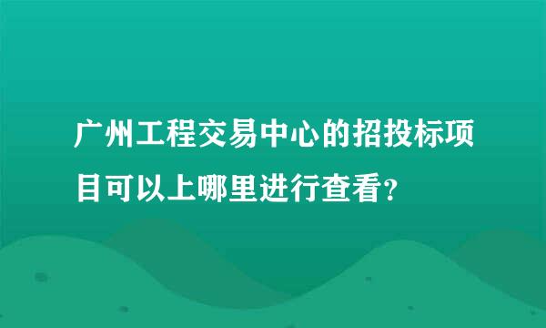 广州工程交易中心的招投标项目可以上哪里进行查看？