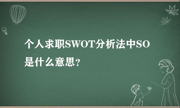 个人求职SWOT分析法中SO是什么意思？