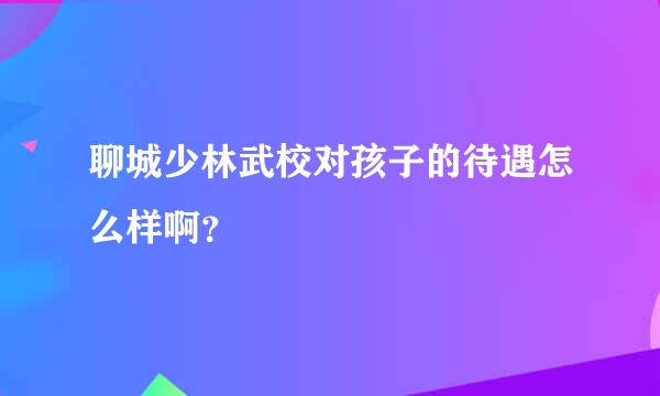 聊城少林武校对孩子的待遇怎么样啊？