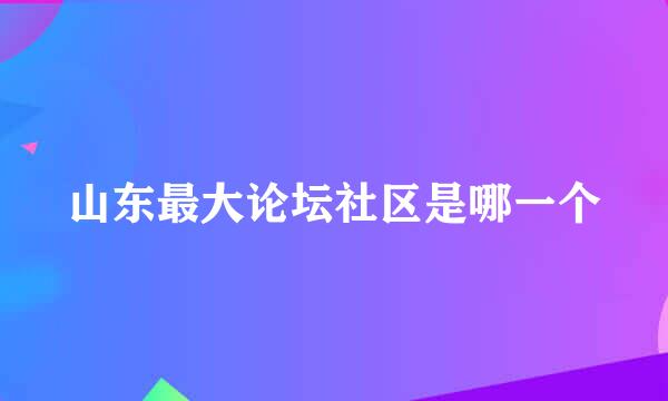 山东最大论坛社区是哪一个