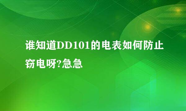 谁知道DD101的电表如何防止窃电呀?急急