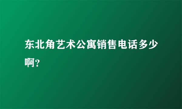 东北角艺术公寓销售电话多少啊？