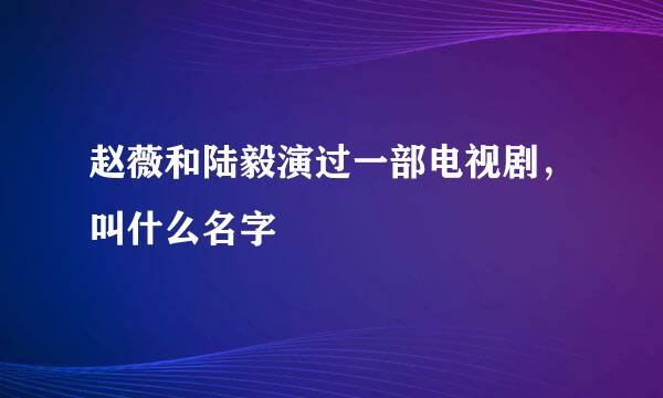 赵薇和陆毅演过一部电视剧，叫什么名字