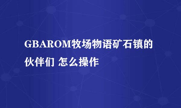 GBAROM牧场物语矿石镇的伙伴们 怎么操作