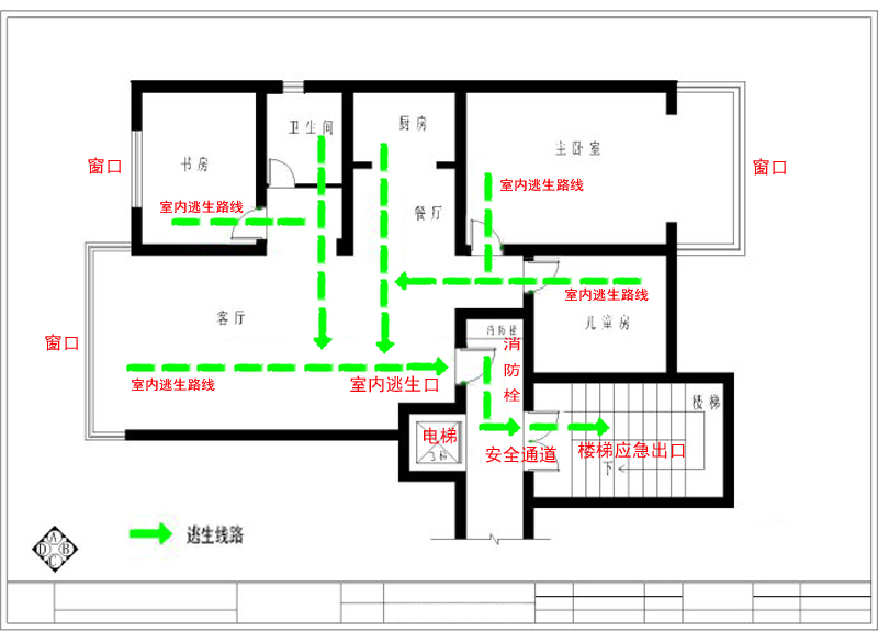 消防家庭疏散平面图怎么画