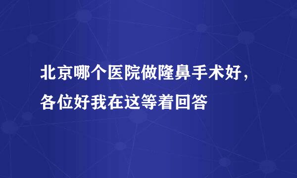 北京哪个医院做隆鼻手术好，各位好我在这等着回答