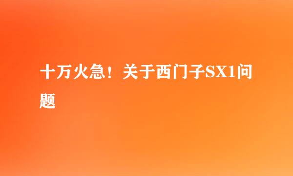 十万火急！关于西门子SX1问题