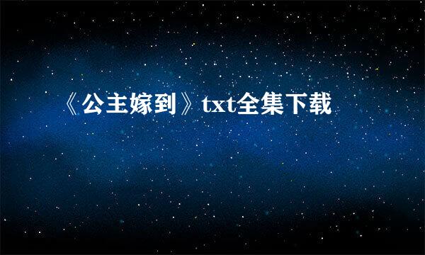 《公主嫁到》txt全集下载