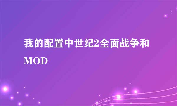 我的配置中世纪2全面战争和MOD