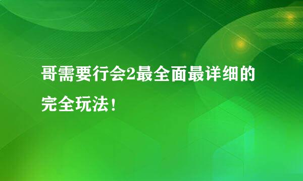 哥需要行会2最全面最详细的完全玩法！