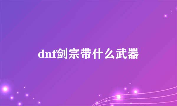 dnf剑宗带什么武器