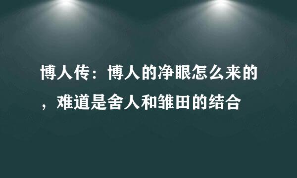 博人传：博人的净眼怎么来的，难道是舍人和雏田的结合