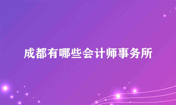 成都有哪些会计师事务所