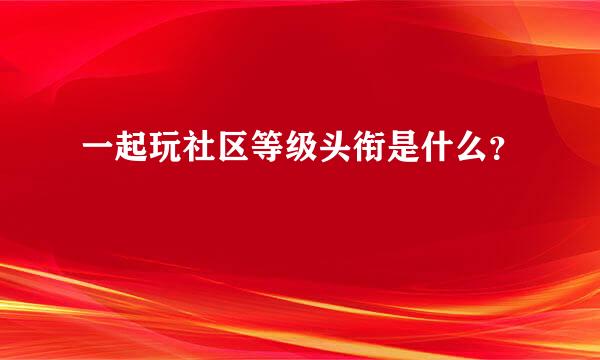 一起玩社区等级头衔是什么？