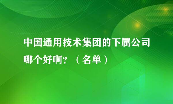 中国通用技术集团的下属公司哪个好啊？（名单）