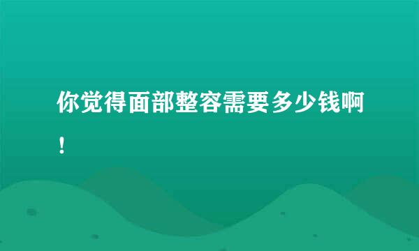 你觉得面部整容需要多少钱啊！