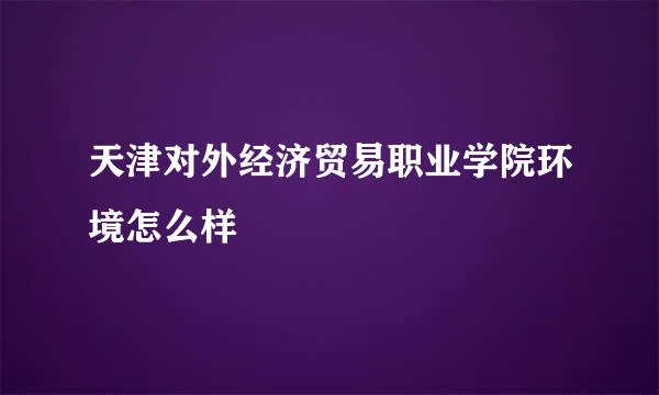 天津对外经济贸易职业学院环境怎么样