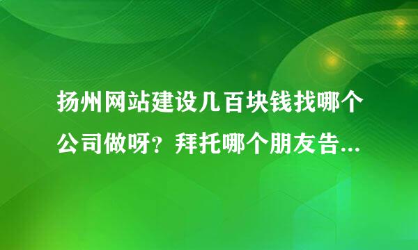 扬州网站建设几百块钱找哪个公司做呀？拜托哪个朋友告诉我，我不太了解这个行业，谢谢了！